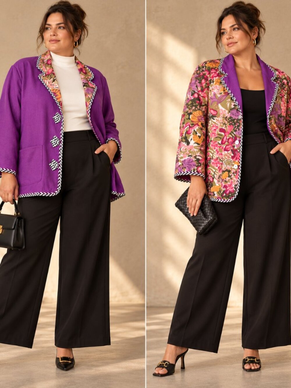NWOT Koos of Course Reversible Linen Silk Art to Wear Blazer 3X